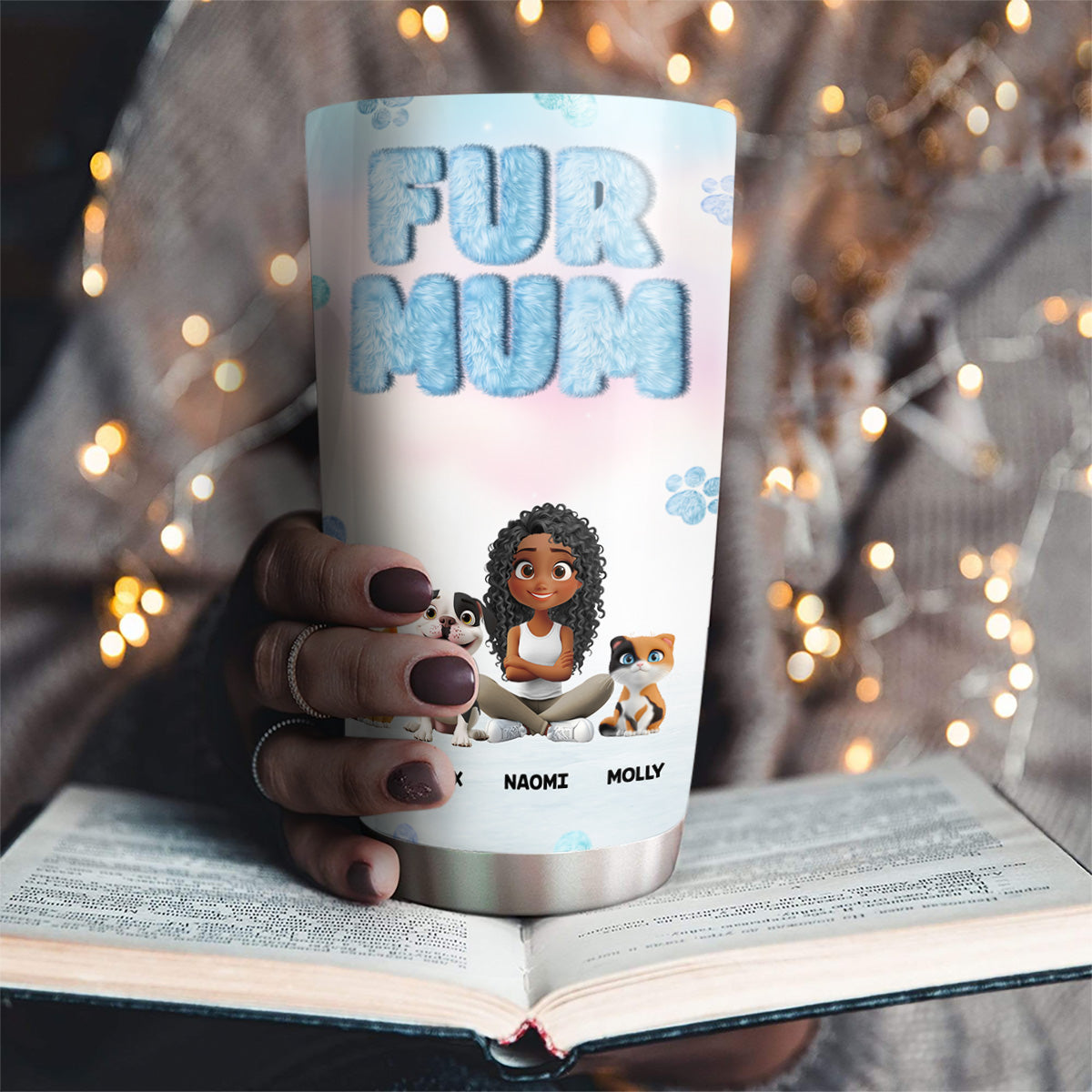 Fluffy Fur Mom - Personalized Custom Tumbler with Unique Designs and Long - lasting Insulation