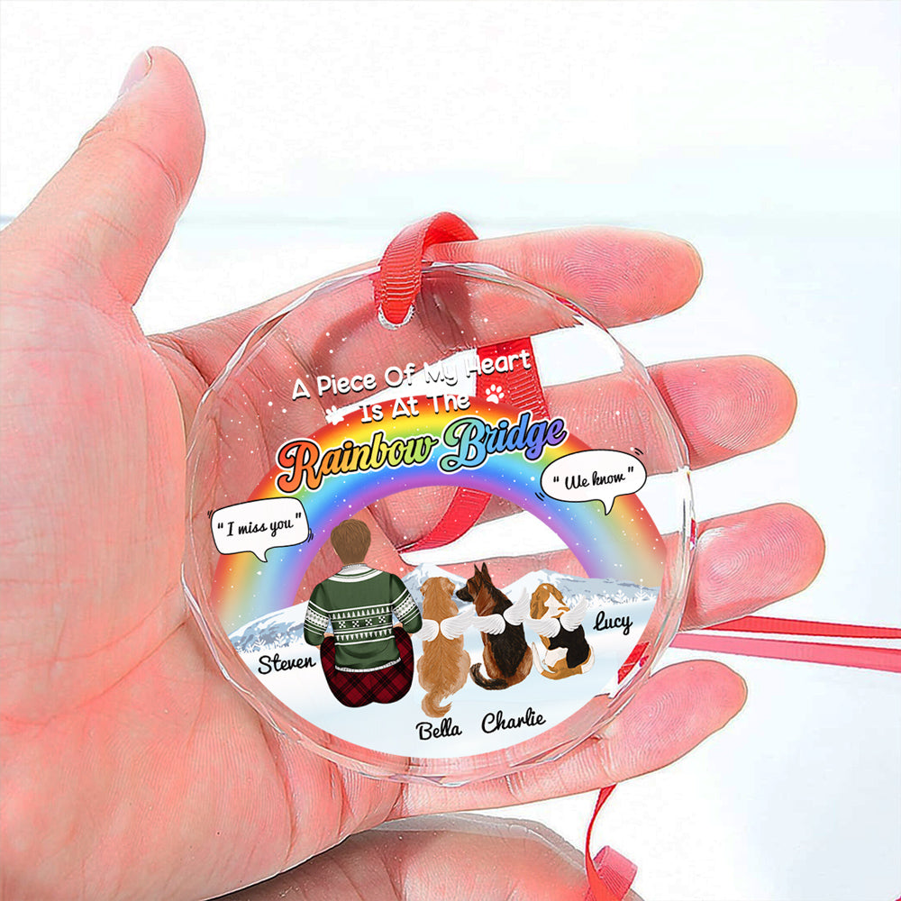 Personalized Rainbow Bridge Custom Glass Ornament - A Piece of My Heart