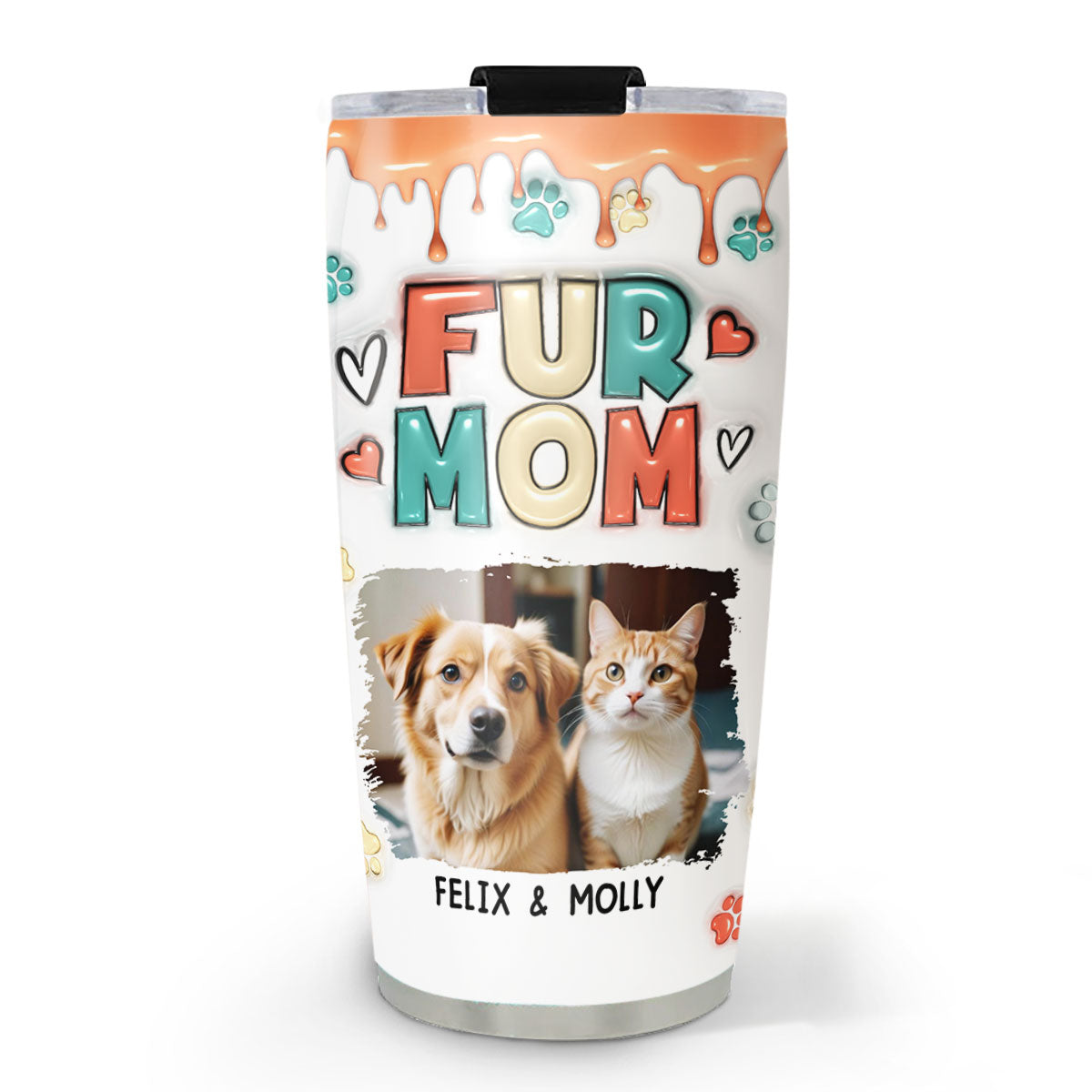 Personalized 3D Inflated Effect Tumbler - Cute Gift for Pet Moms