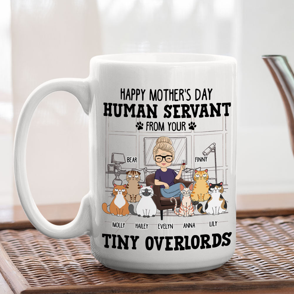Customizable Personalized Coffee Mug: A Human Servant Gift for Cat Lovers
