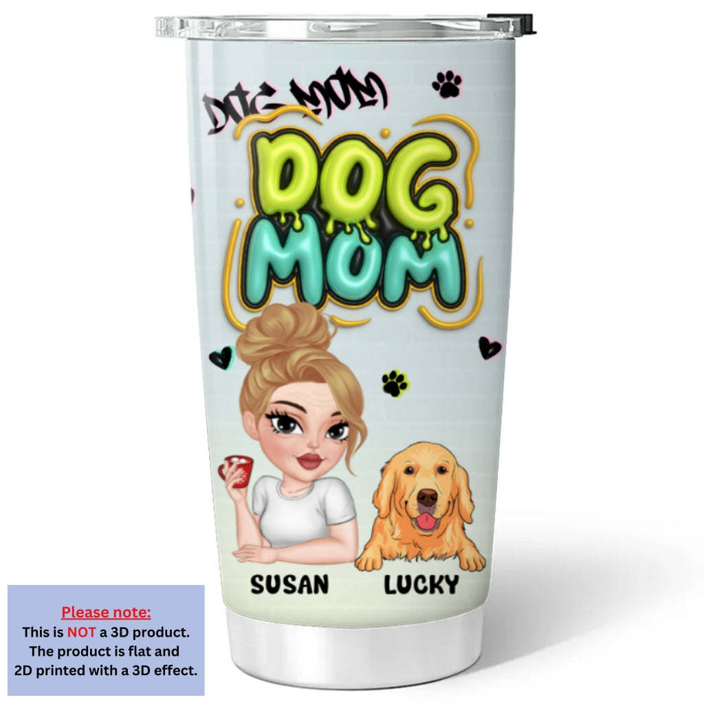 Personalized 3D Inflated Effect Colorful Tumbler for Dog Moms