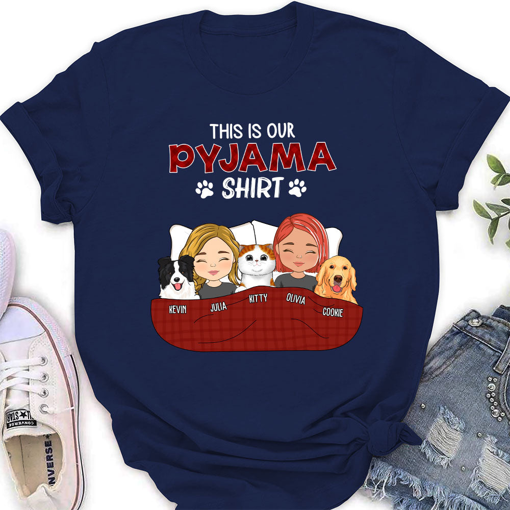 Personalized Custom Couple Pajama Shirts - Women's Version 2