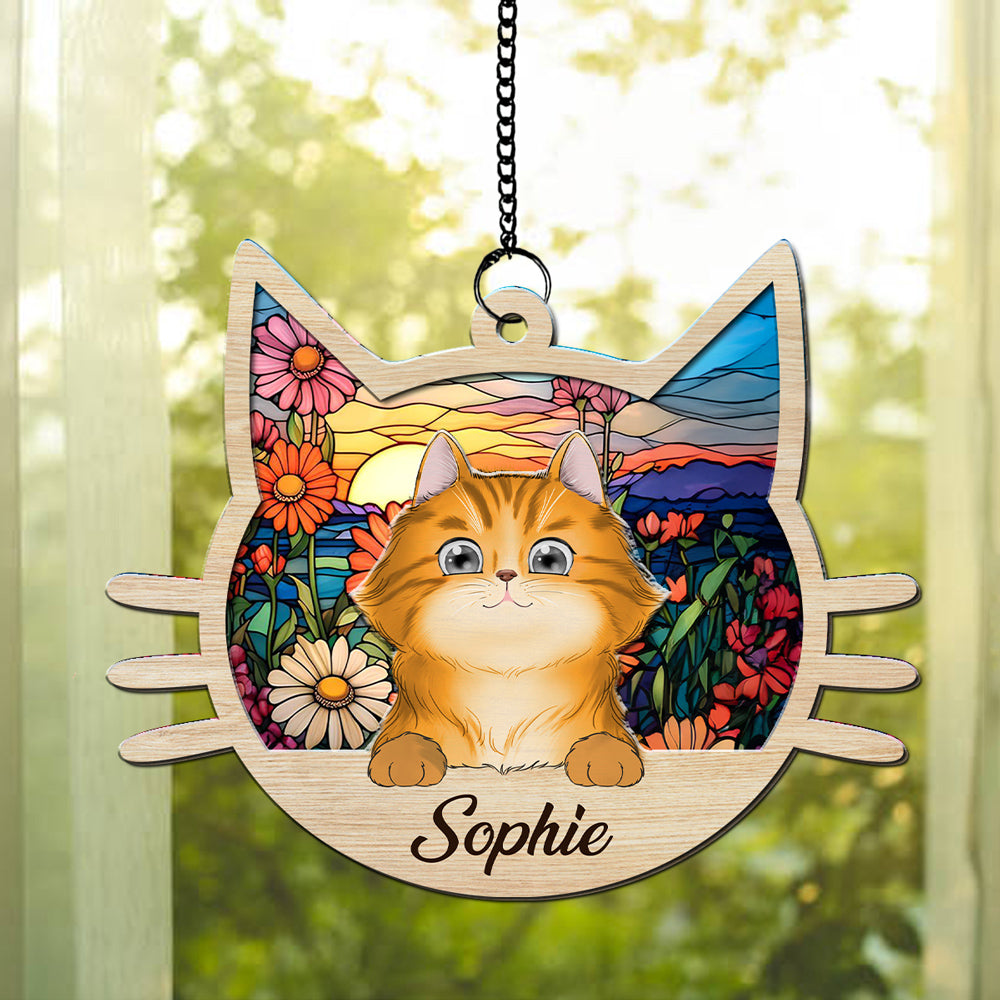 Personalized 'I Love My Cat' Custom Suncatcher - Ideal Home Decor & Gift