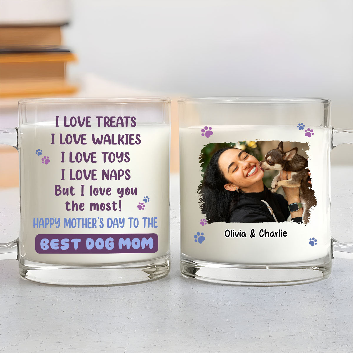 Personalized 'I Love You The Most' Dog Mom & Dad Photo Glass Mug