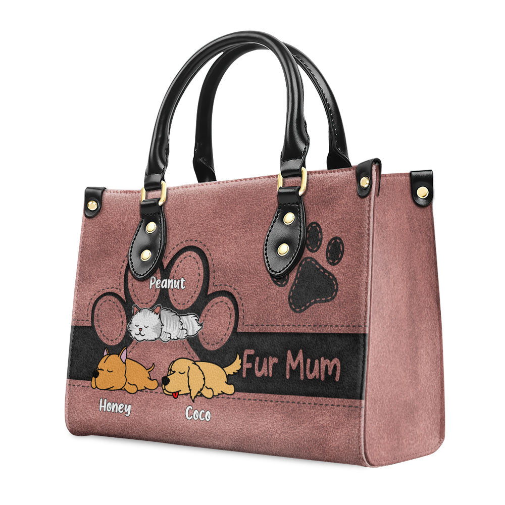 Personalized Elegant Fur Mom Custom Leather Handbag