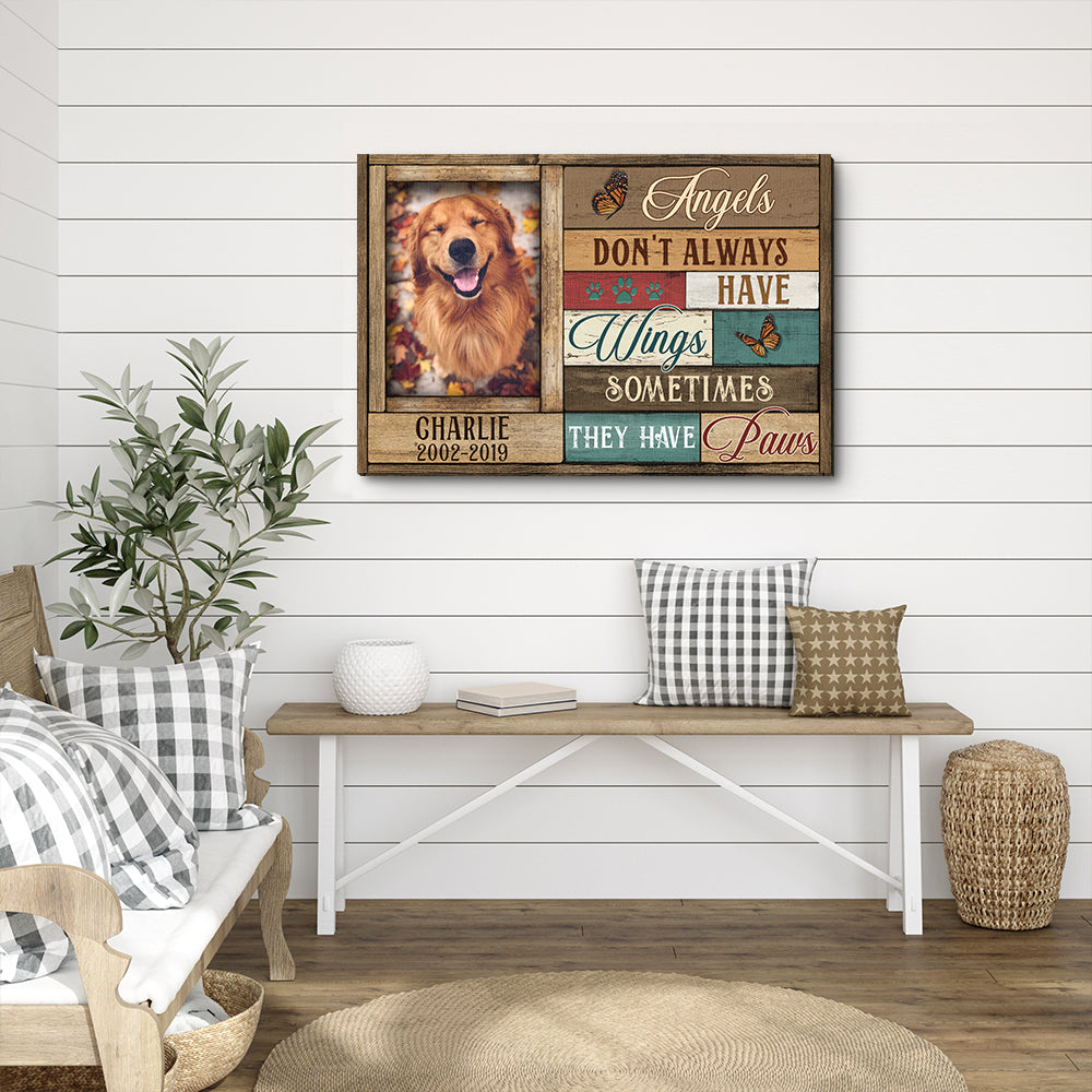 Personalized Custom Photo Canvas Print - Angels Don't Always Have Wings, Ideal for Pet Lovers