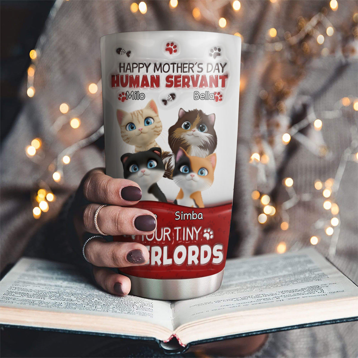 Happy Human Servant Day - Customizable 3D Inflated Effect Stainless Steel Tumbler