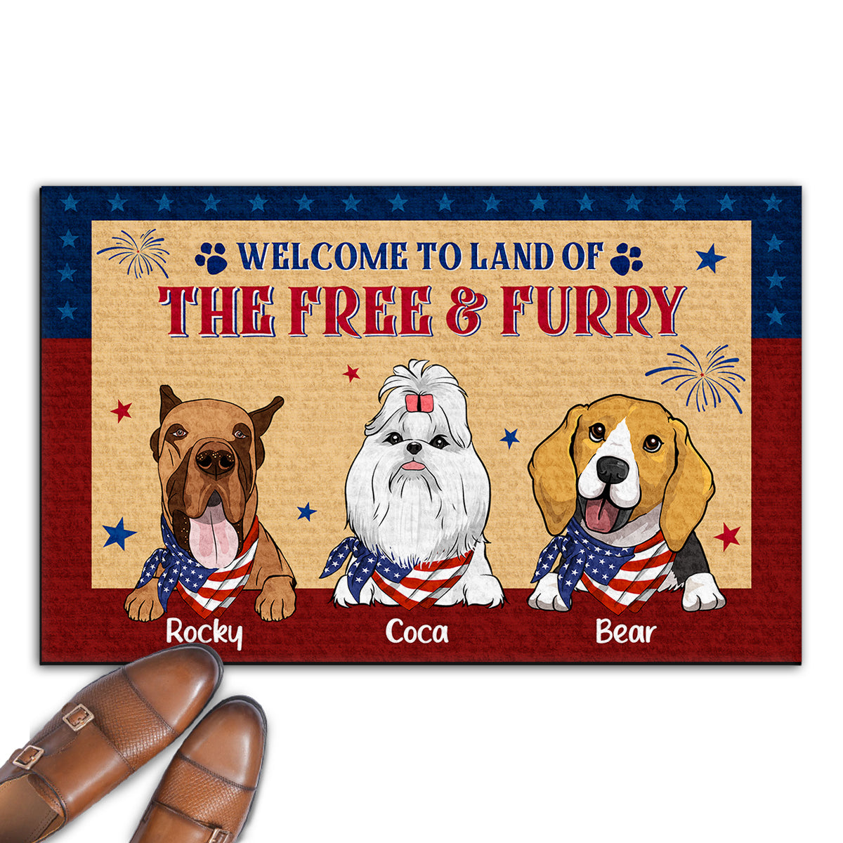 Personalized Custom Doormat: Land of the Free & Furry for Pet Lovers