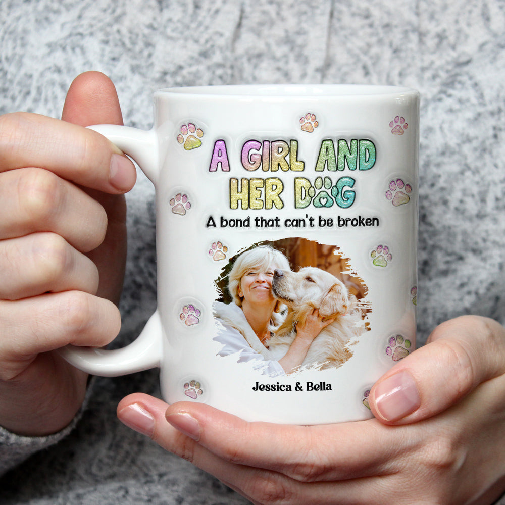 Personalized 3D Inflated Effect Mug with A Girl And Her Dog Photo