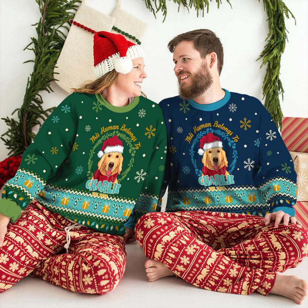 Human Belongs Christmas - Personalized Custom All-Over Print Sweatshirt for Pet Lovers