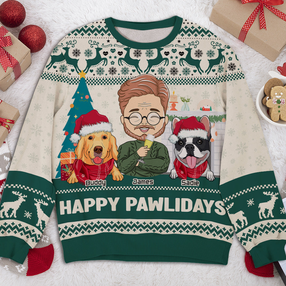 Pawlidays Personalized Custom All-Over-Print Dog Lover's Sweatshirt