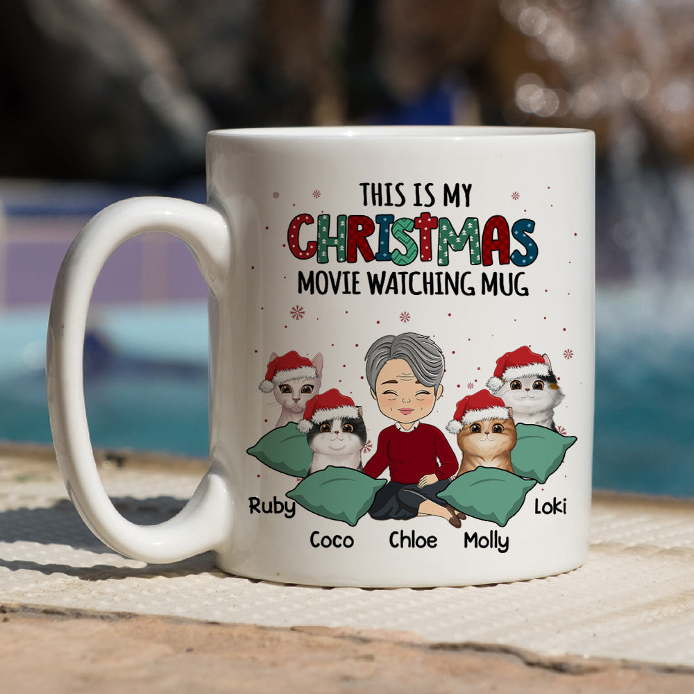 Personalized Cat Movie Watching Custom Coffee Mug - Ideal Gift for Cat Lovers