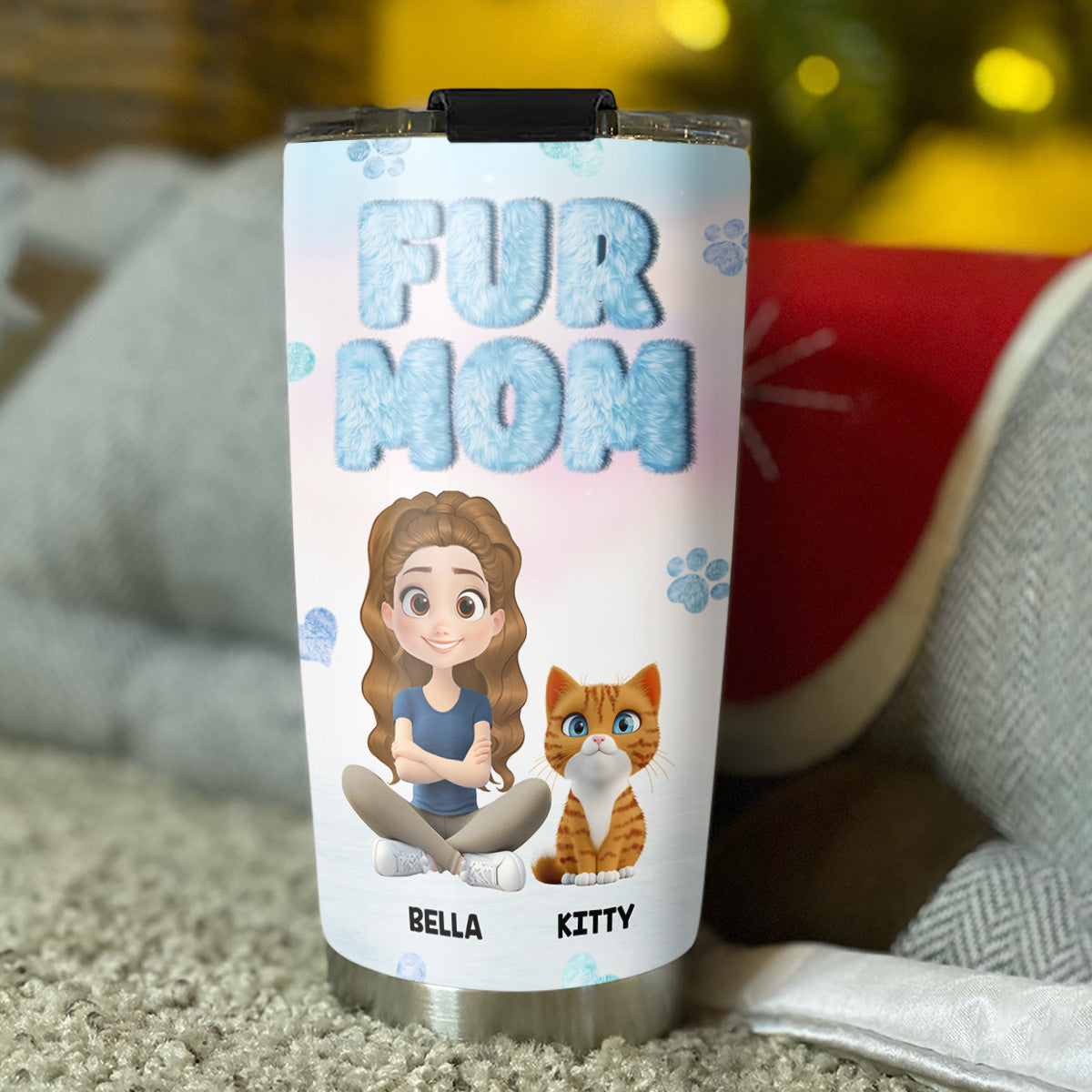 Fluffy Fur Mom - Personalized Custom Tumbler with Unique Designs and Long - lasting Insulation
