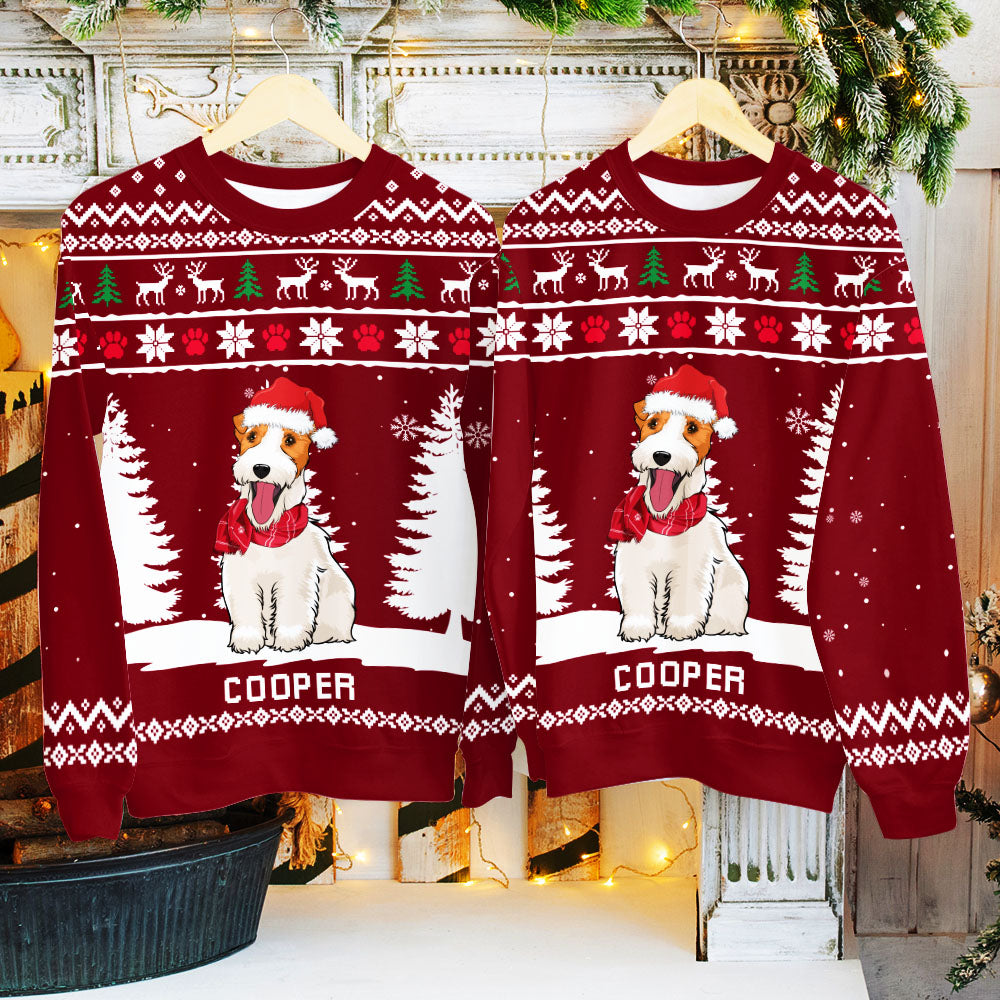 Customizable Winter Dog All-Over Print Sweatshirt - Ideal Gift for Dog Lovers