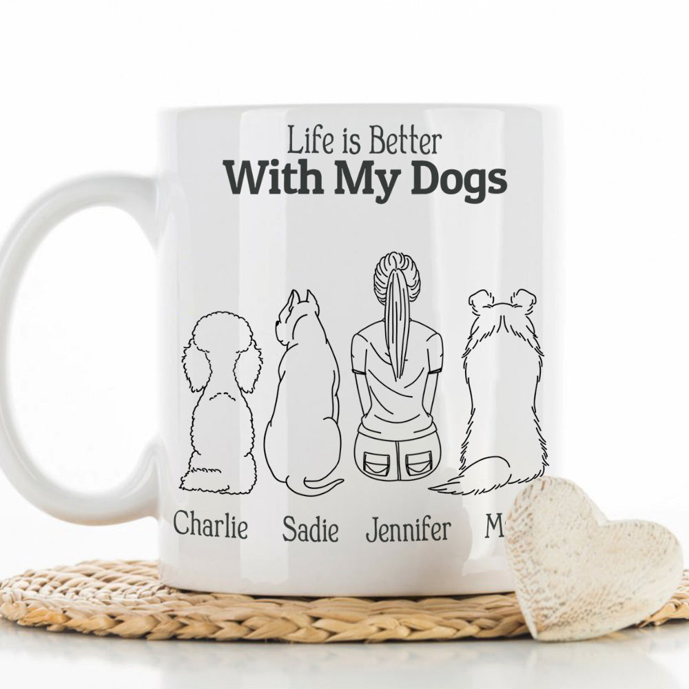 Personalized Custom 'Life Is Better With My Dogs' Coffee Mug - Ideal Gift for Dog Lovers
