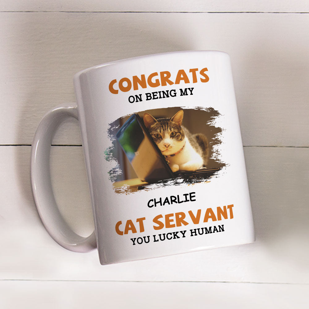 Customizable Congrats Cat Servant Personalized Coffee Mug - Ideal Gift for Pet Lovers