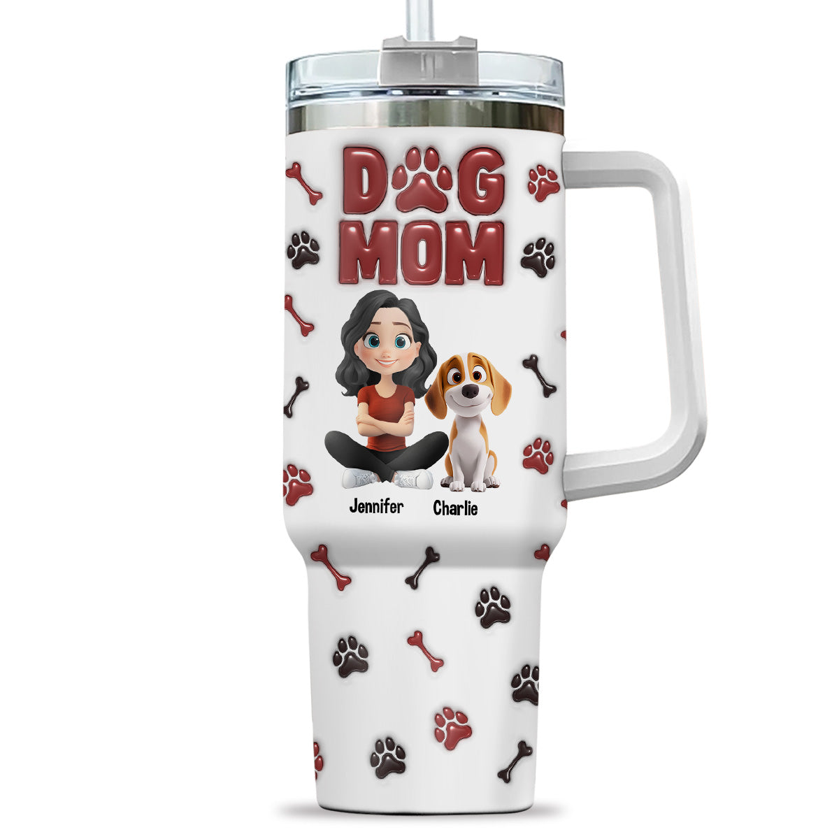 Lovely Dog Mama - Customizable 3D Inflated Effect Stainless Steel Tumbler