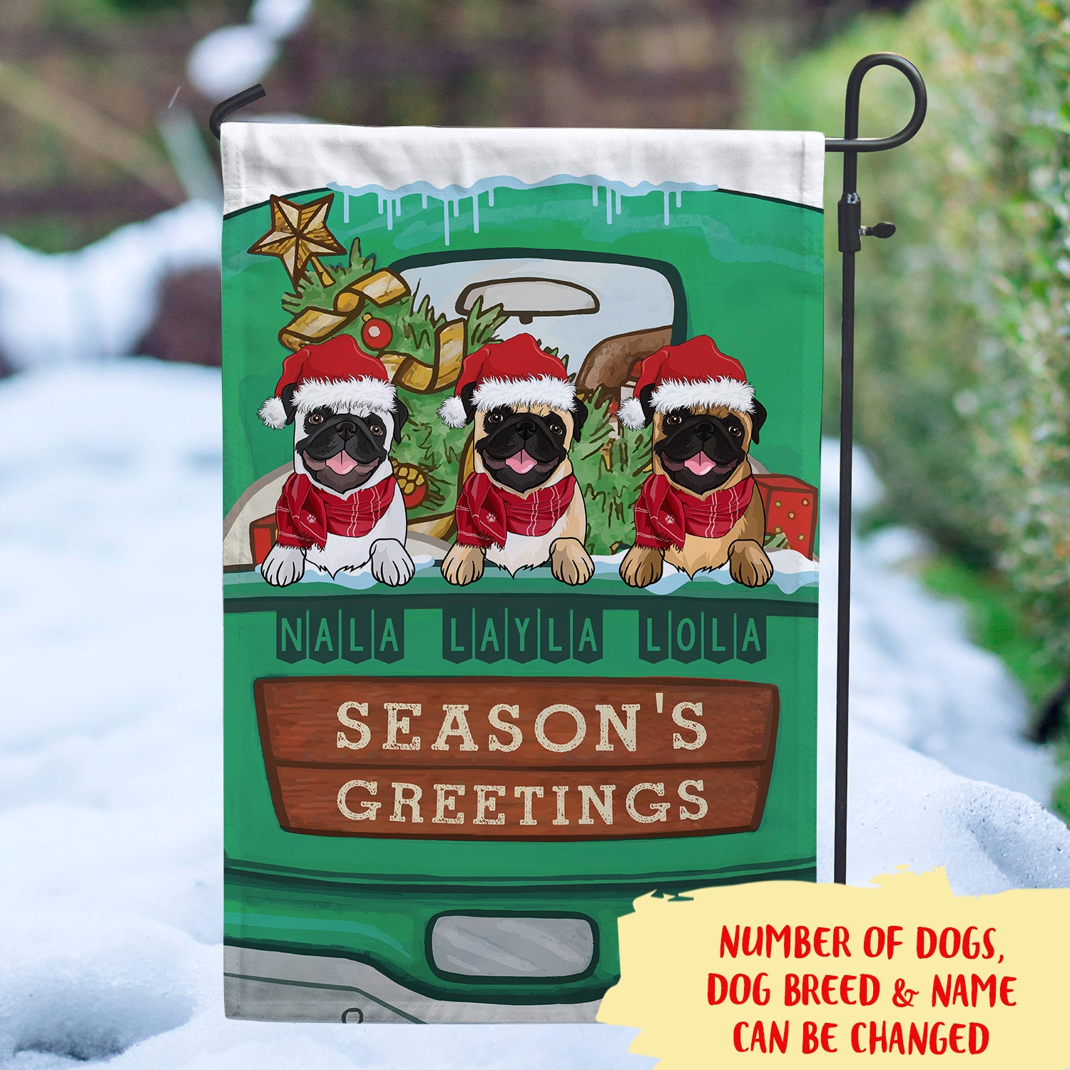 Personalized Christmas Garden Flag - Ideal Lawn Decor for Dog Lovers