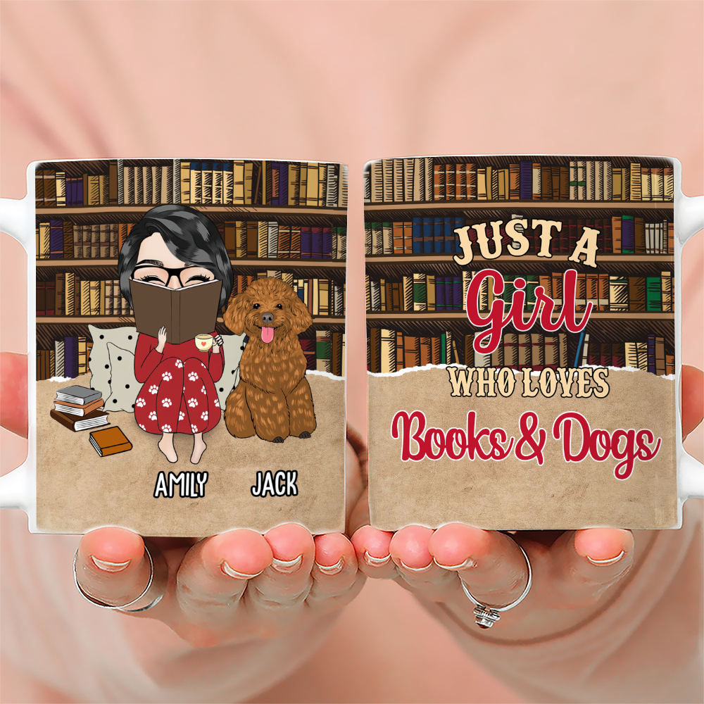 Personalized Custom Girl & Books Coffee Mug - Ideal Gift for Pet Lovers