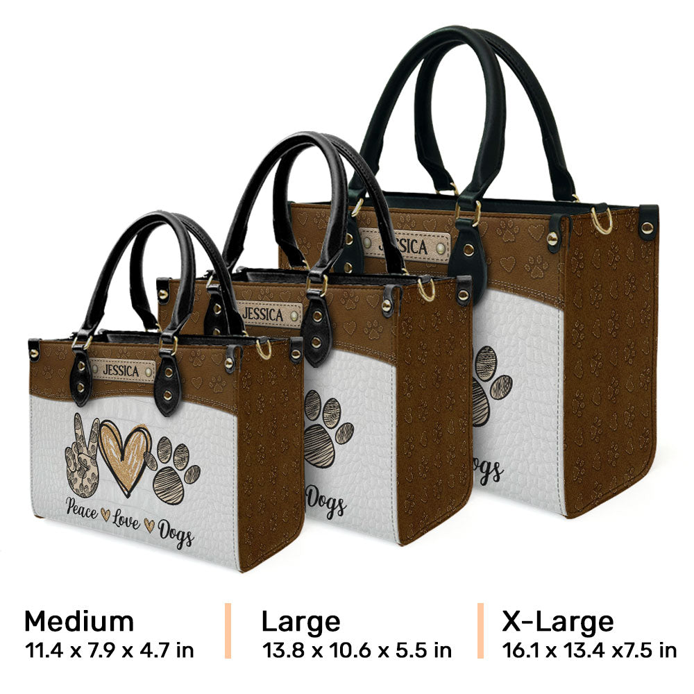 Peace Love Dogs - Customizable Personalized Leather Handbag for Dog Lovers
