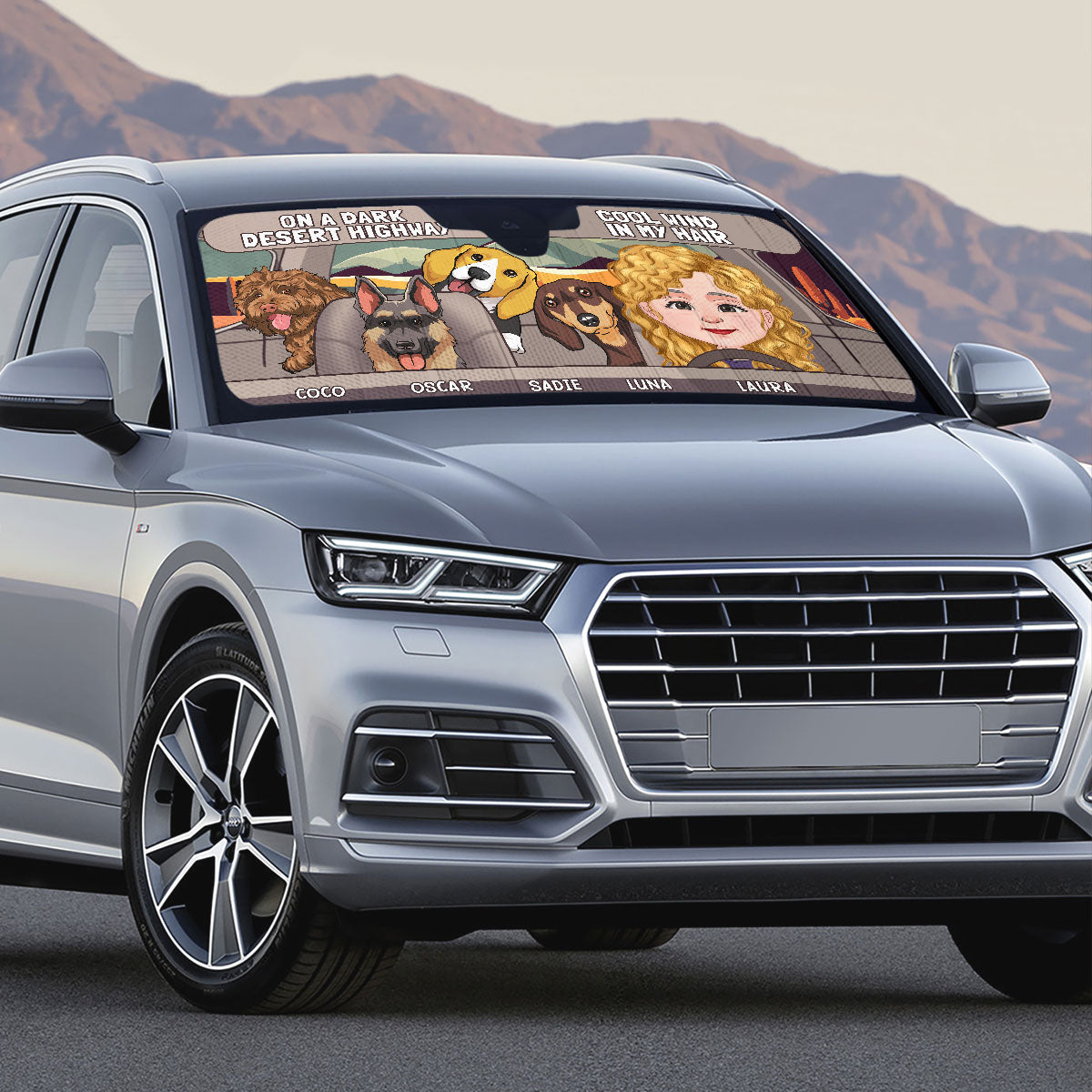 On A Dark Desert Highway - Customizable Car Sunshade for UV Protection