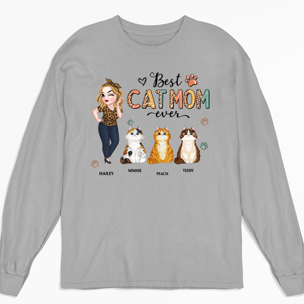 Best Cat Mom Forever - Customizable Personalized Long Sleeve T - shirt