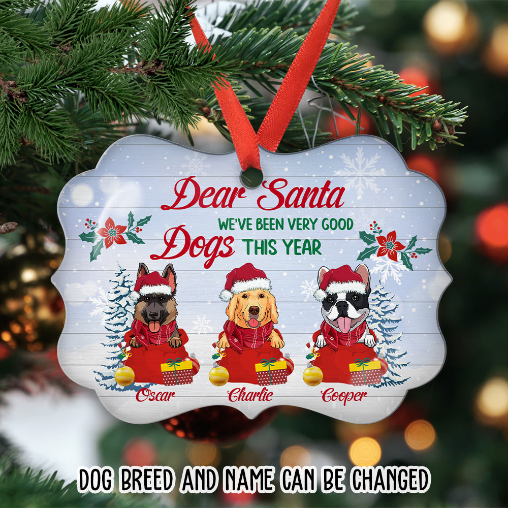 Dear Santa Personalized Custom Aluminum Pet Ornament for Holiday Tree
