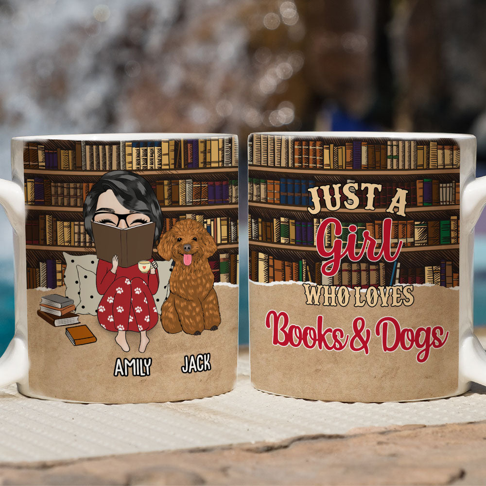 Personalized Custom Girl & Books Coffee Mug - Ideal Gift for Pet Lovers