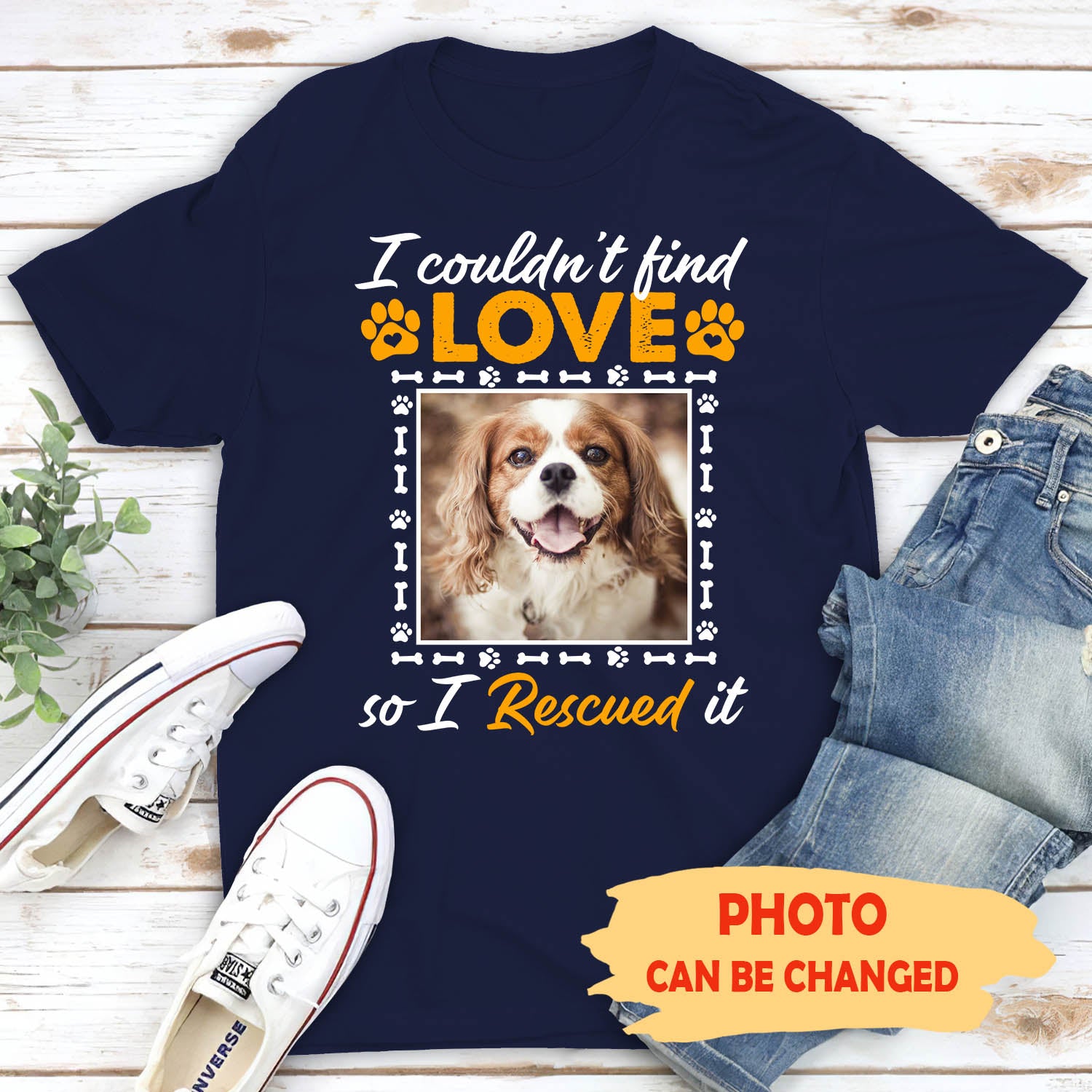Rescue Love - Customizable Personalized Photo Unisex Pet Lover T-shirt
