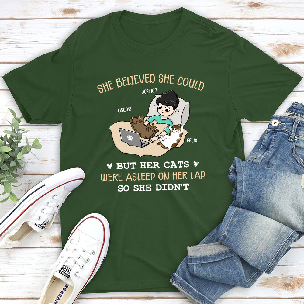 Personalized Unisex 'Her Cat Was Asleep' T-shirt - Ideal Gift for Pet Lovers