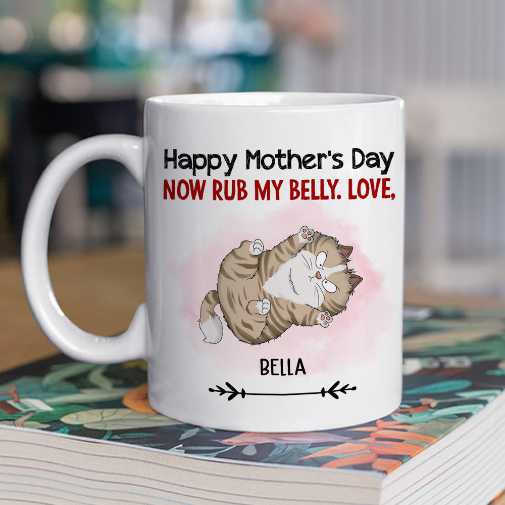 Now Rub My Belly - Customizable Personalized Coffee Mug for Pet Lovers