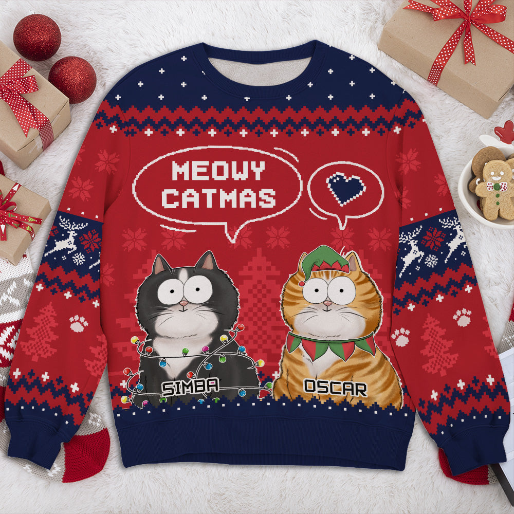 Winter Meowy Catmas: Personalized All-Over-Print Custom Sweatshirt for Pet Lovers