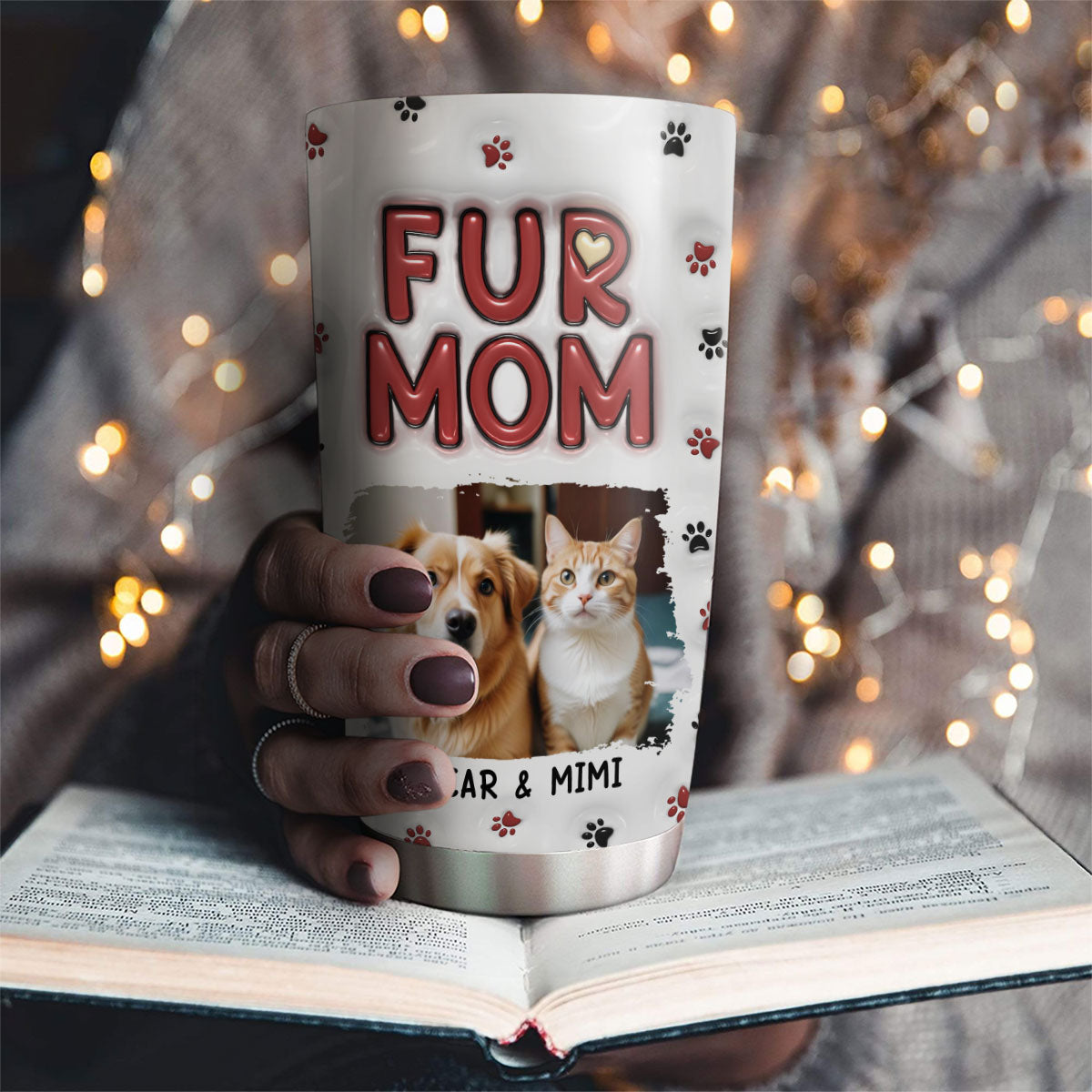 Stylish Personalized 3D Inflated Effect Tumbler for Fur Moms