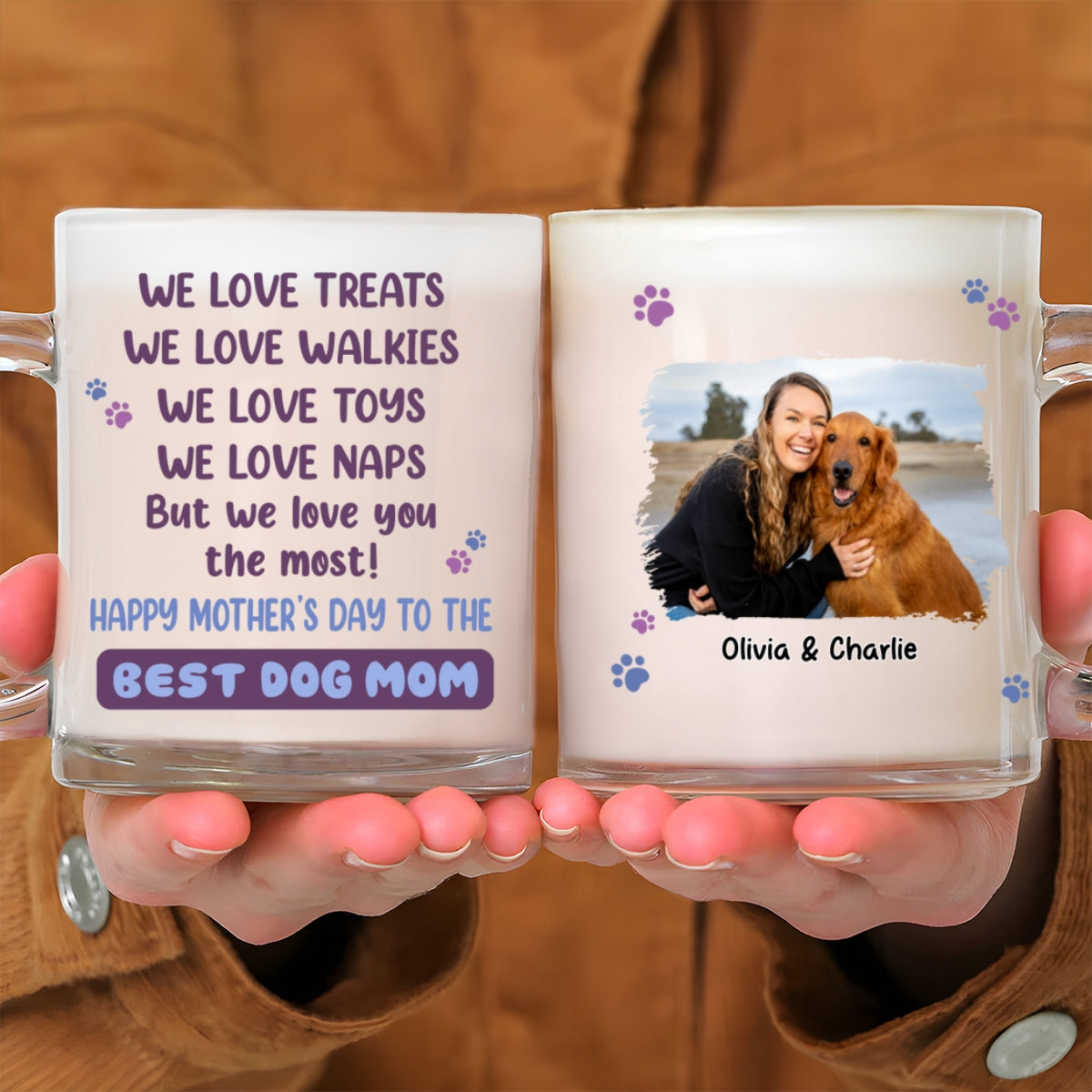 Personalized 'I Love You The Most' Dog Mom & Dad Photo Glass Mug