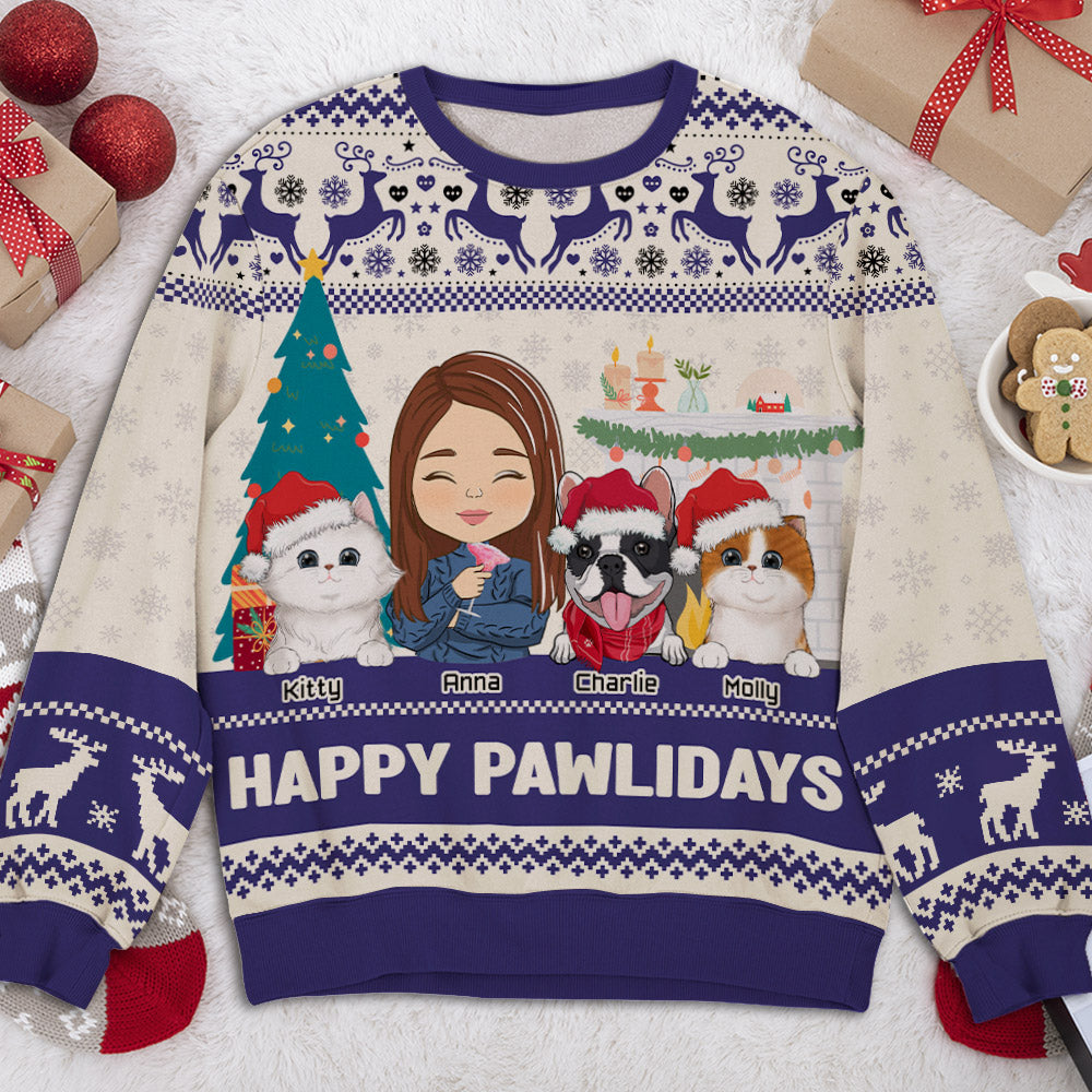 Pawlidays Custom Personalized All-Over Print Sweatshirt for Pet Lovers