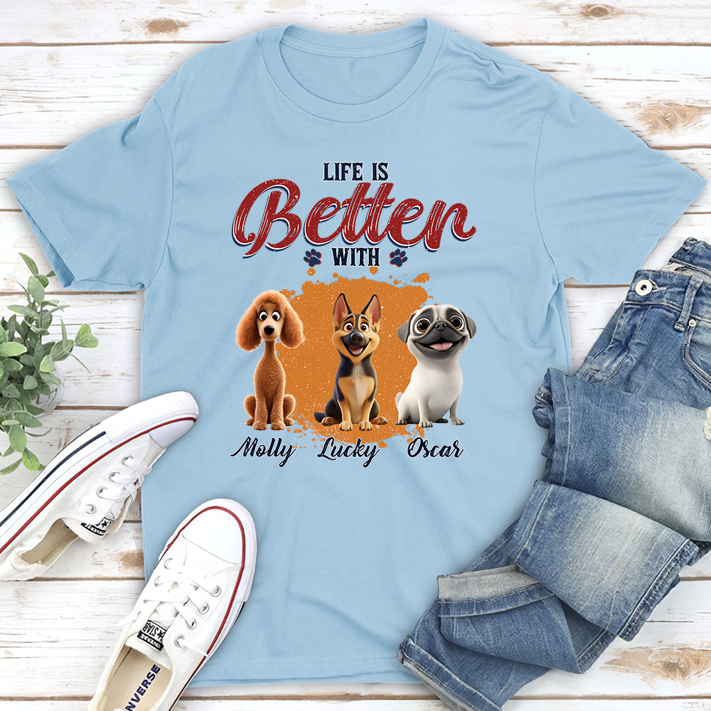 Customizable Unisex 'Better Life With My Dog' T-shirt - Ideal Gift for Pet Lovers