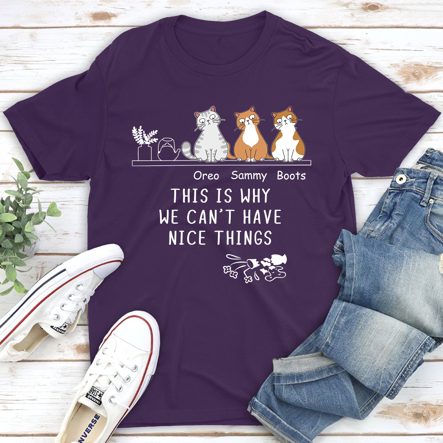 Naughty Cat - Customizable Unisex Personalized T - shirt for Pet Lovers