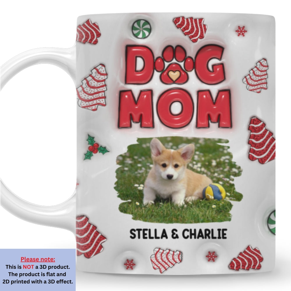 Personalized Dog Mom Tree Cake Photo 3D Inflated Effect Ceramic Mug