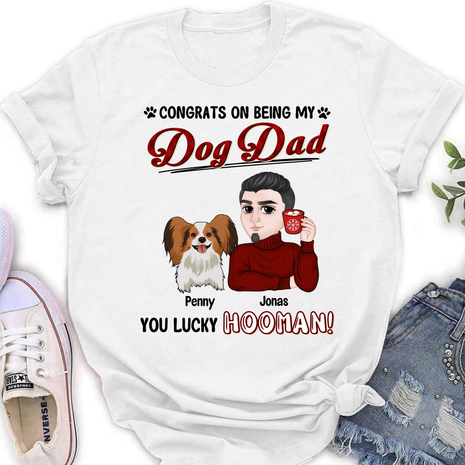 Lucky Dog Dad and Mom Personalized Custom Women's T-Shirt - Ideal Gift for Pet Lovers