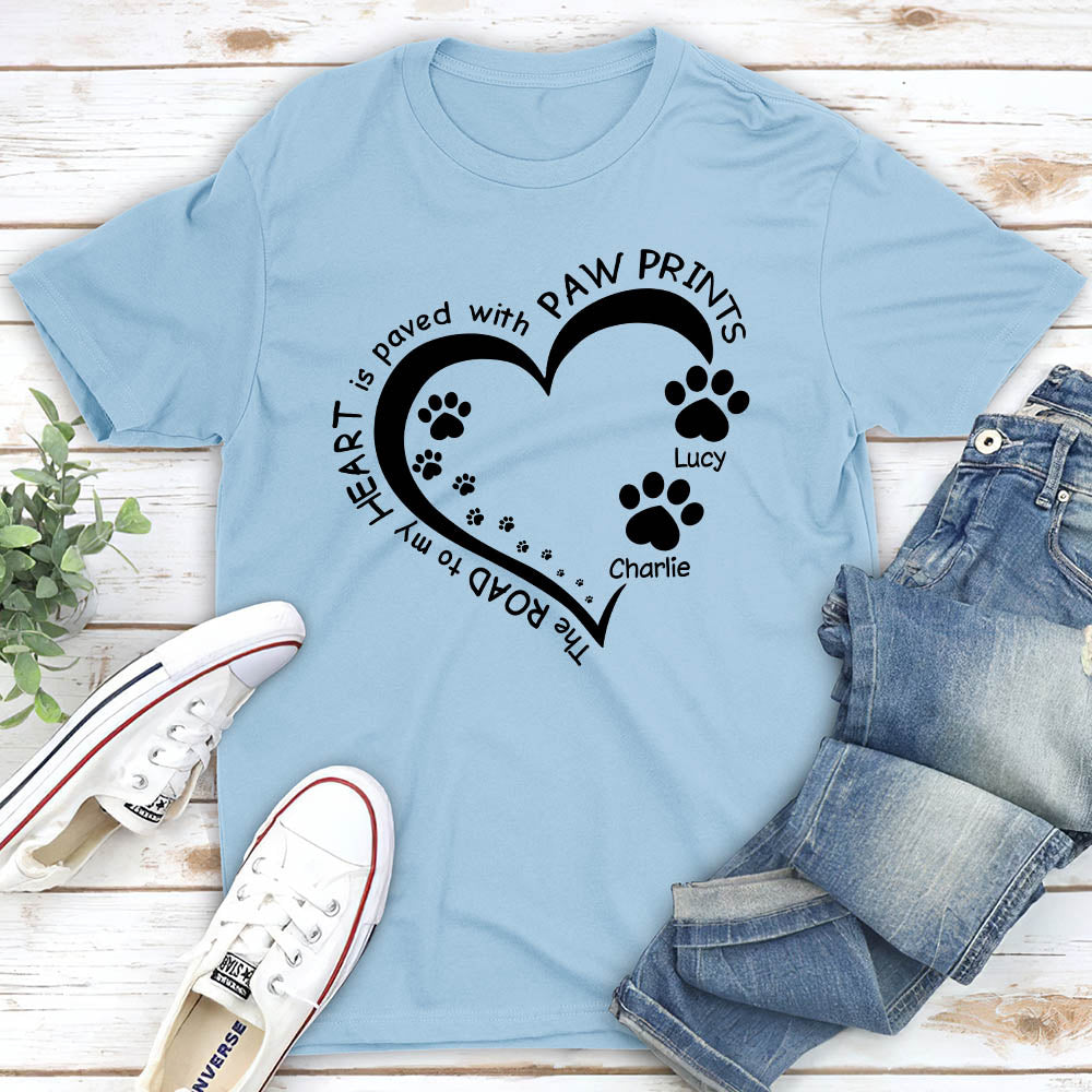 Personalized Paw Prints Heart Unisex T-shirt - Ideal Gift for Pet Lovers