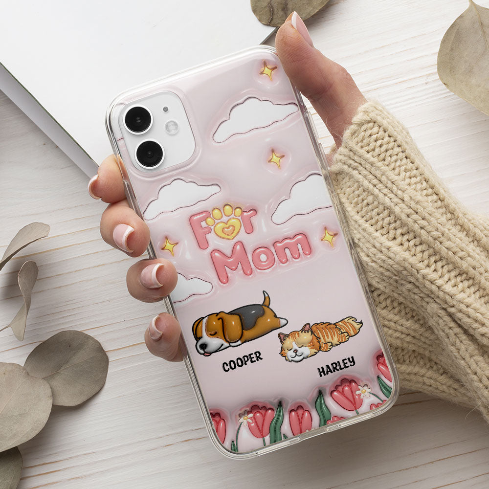 Personalized 3D Inflated Effect Phone Case - Show Your Love for Fur Moms