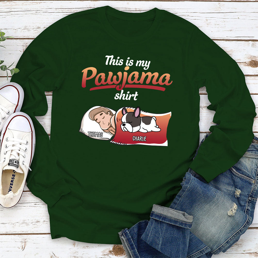 Personalized Custom Long Sleeve Holiday Pawjama T - shirt with Dog Design