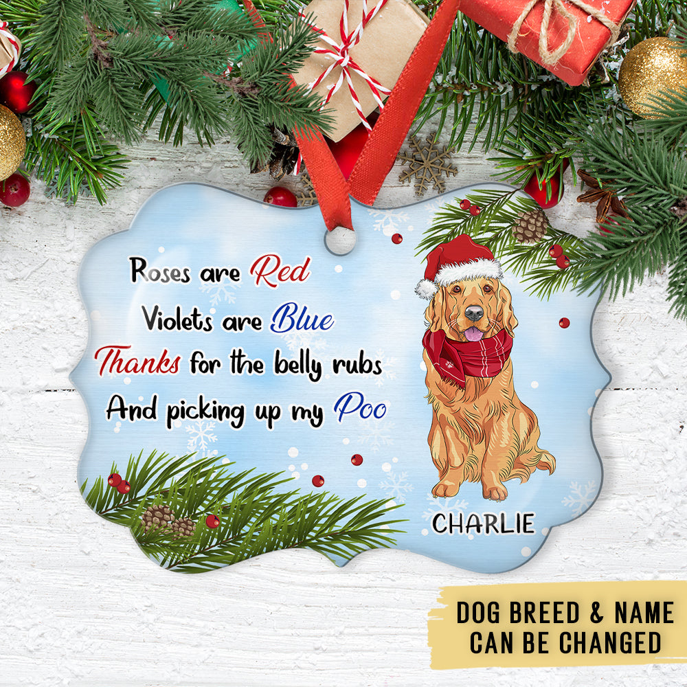 Personalized Custom Aluminum Pet Belly Rubs Thank You Ornament