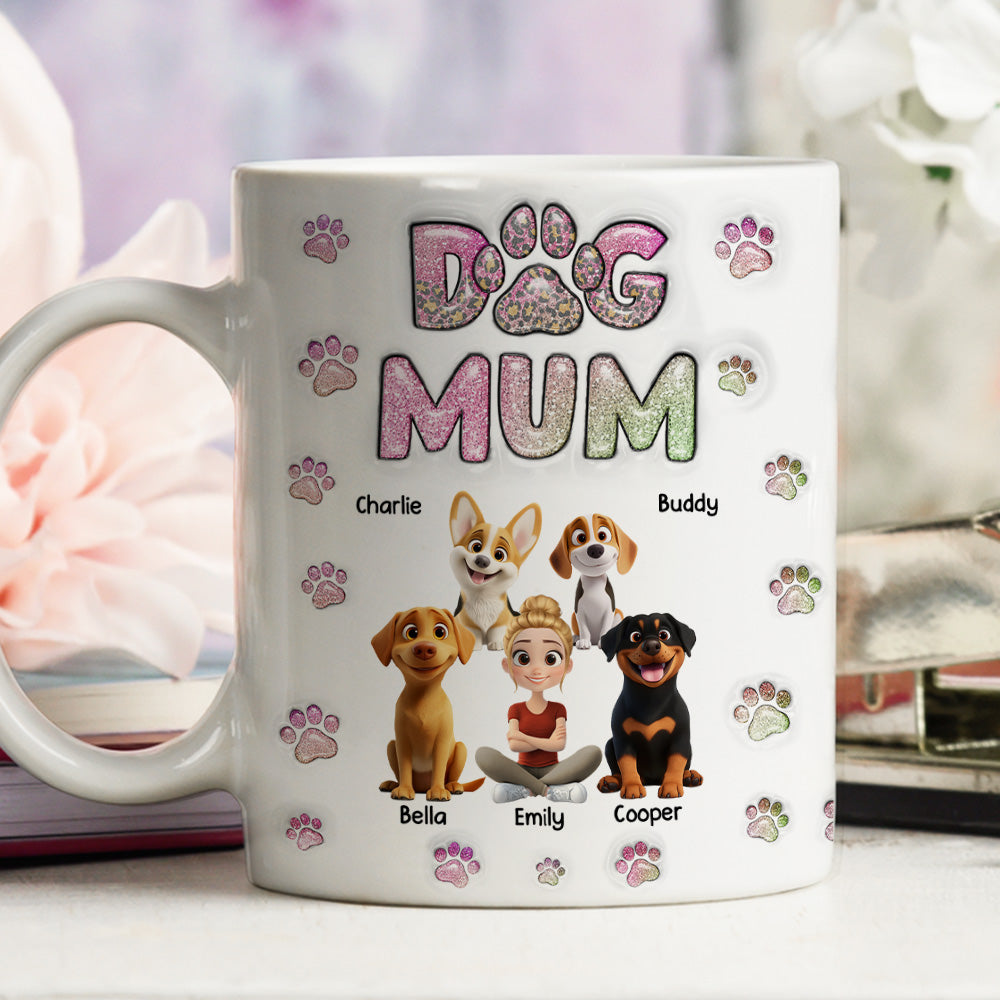 Personalized 3D Inflated Effect Chibi Dog Mom Mug