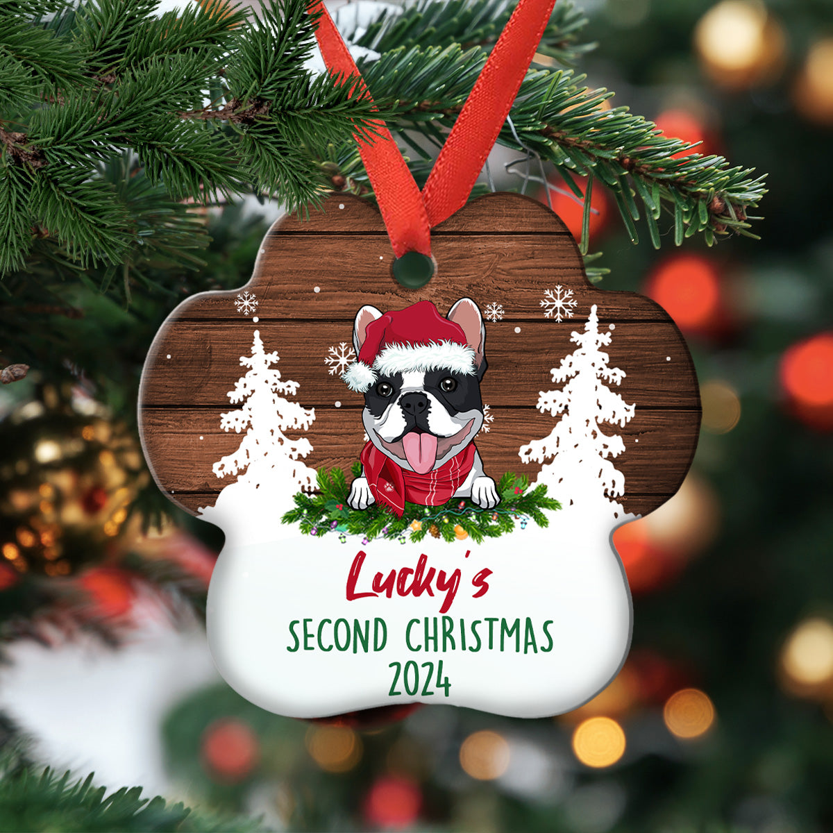 Customizable Dog Christmas Aluminum Ornament - Ideal Gift for Pet Lovers