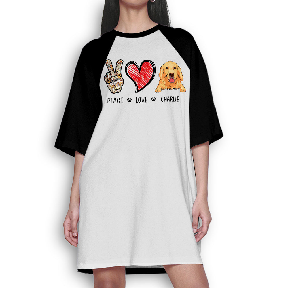 Peace Love Dog - Unique Personalized 3/4 Sleeve Custom Dress