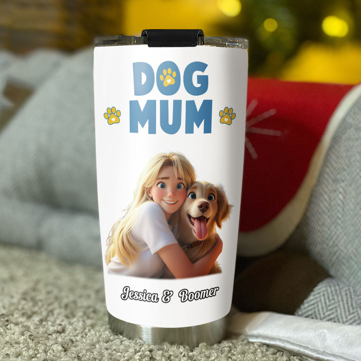Personalized Girl and Dog Cartoon Style Tumbler - Ideal for Every Occasion