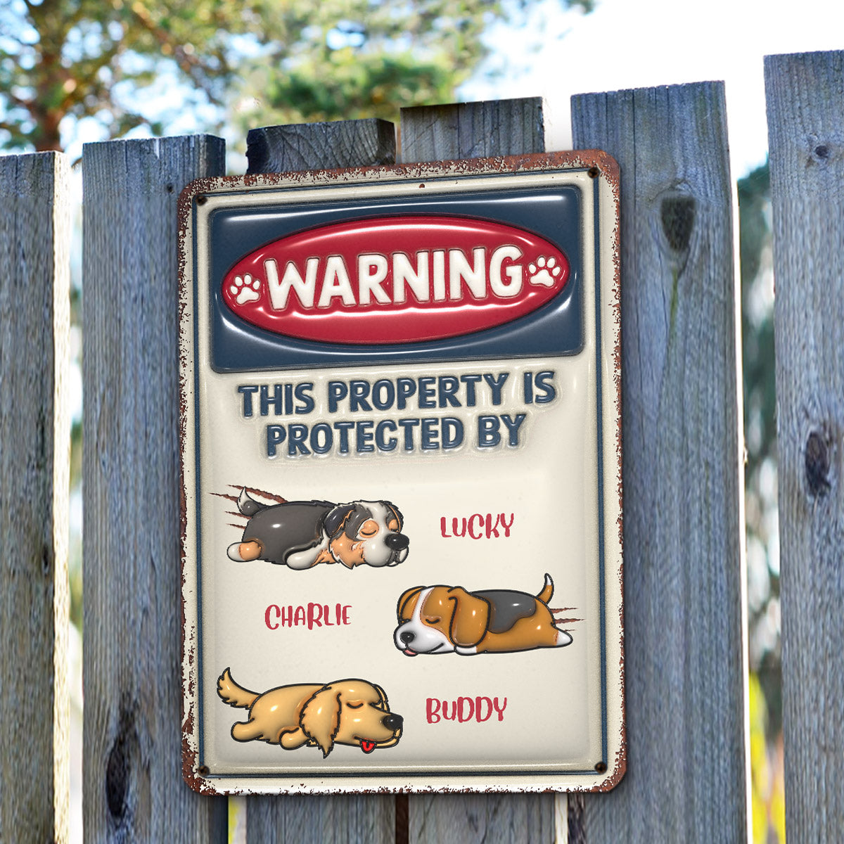 Personalized 3D Inflated Effect Metal Sign for Property Protection