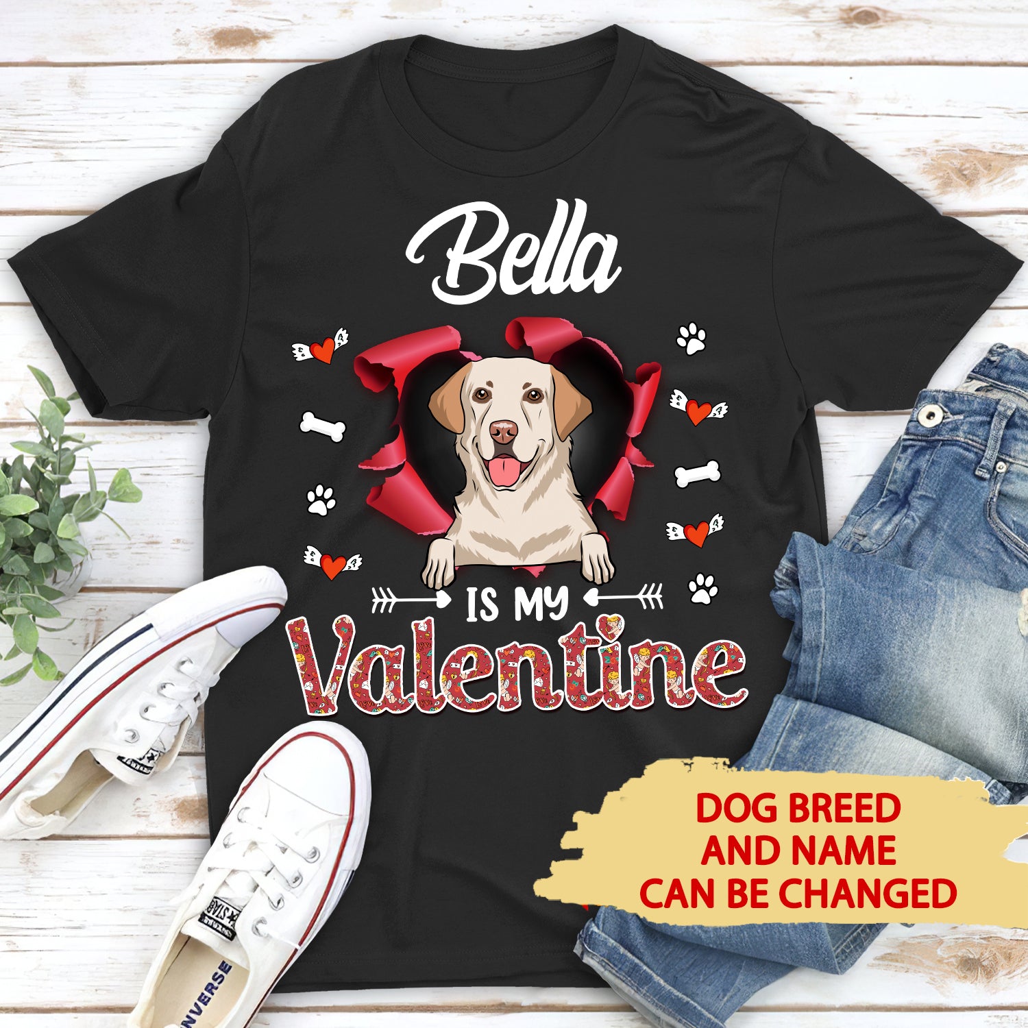 Dog Valentine 2: Personalized Unisex Custom T-shirt for Pet Lovers