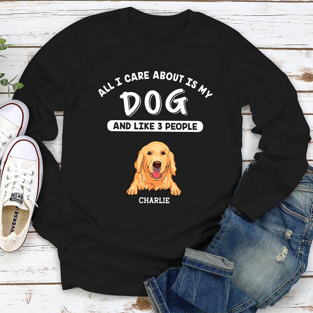 Personalized Custom Long Sleeve Dog and 3 People T-shirt - Ideal Gift for Pet Lovers